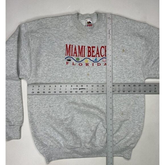 VINTAGE Miami Beach Florida Embroidered Crewneck Sweatshirt Men Large USA 90s - Picture 8 of 8